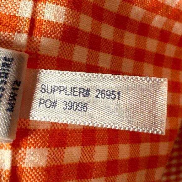 Ralph Lauren Custom Fit Sz XL Long Sleeve Shirt Orange White Check - Picture 5 of 6